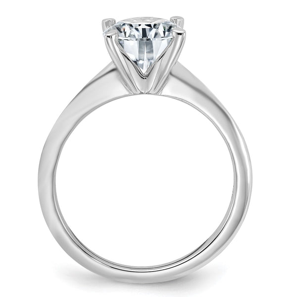 7.5MM Round Moissanite Solitaire Engagement Ring in 14KT White Gold. Size 5
