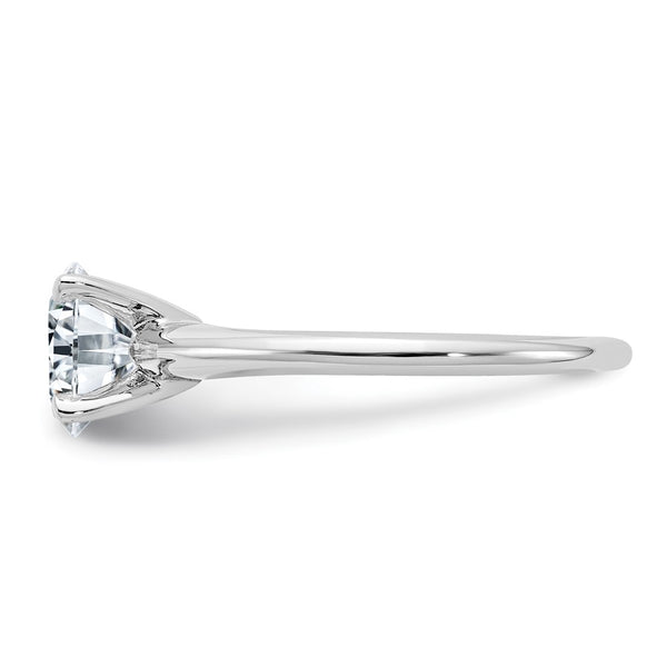 7.5MM Round Moissanite Solitaire Engagement Ring in 14KT White Gold. Size 5
