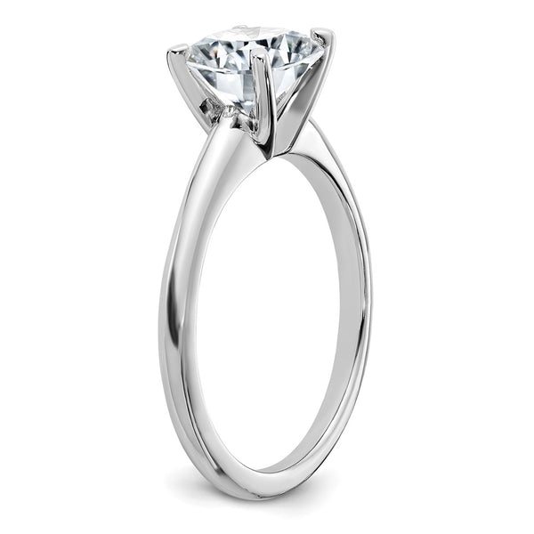 7.5MM Round Moissanite Solitaire Engagement Ring in 14KT White Gold. Size 5