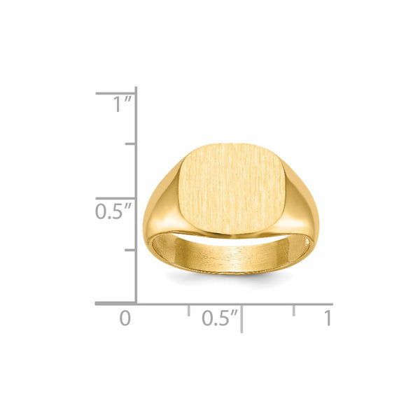 14KT Yellow Gold 12X13.5MM Signet Ring. Size 10