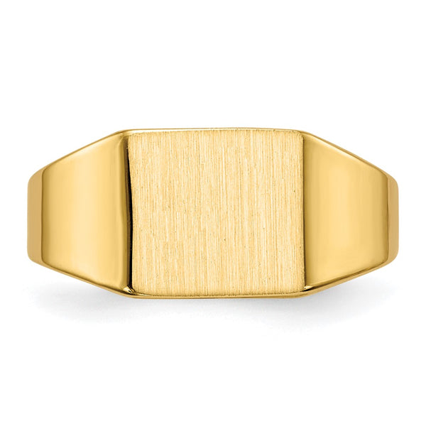 14KT Yellow Gold 8X8.5MM Closed Back Signet Ring. Size 5