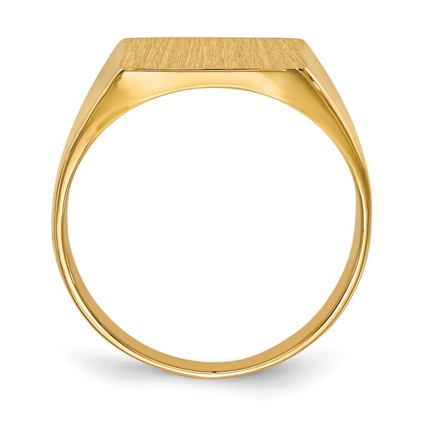 14KT Yellow Gold 13X12MM Closed Back Signet Ring. Size 8.5