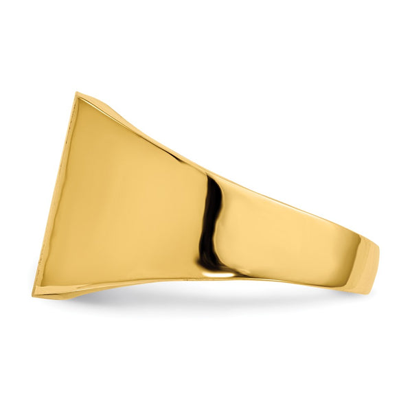 14KT Yellow Gold 13X12MM Closed Back Signet Ring. Size 8.5