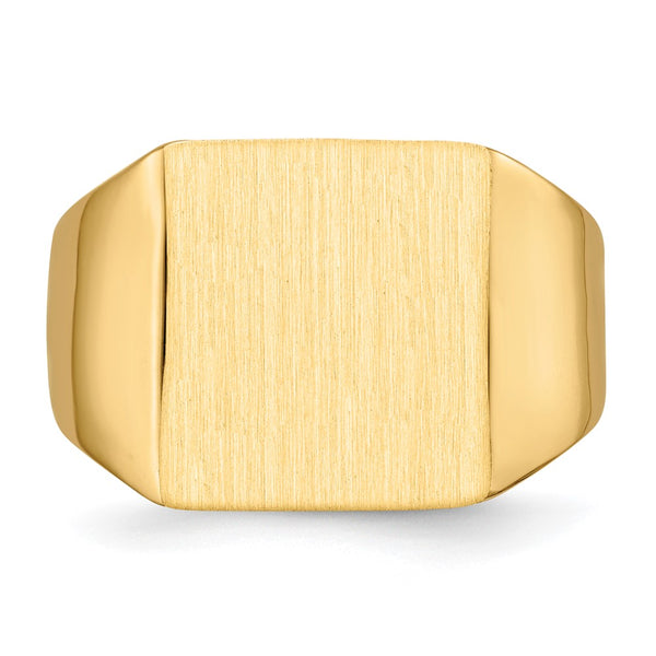 14KT Yellow Gold 13X12MM Closed Back Signet Ring. Size 8.5
