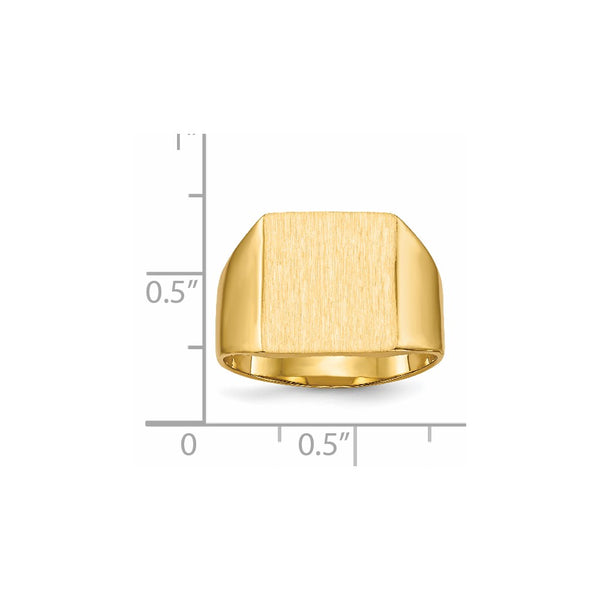 14KT Yellow Gold 13X12MM Closed Back Signet Ring. Size 8.5