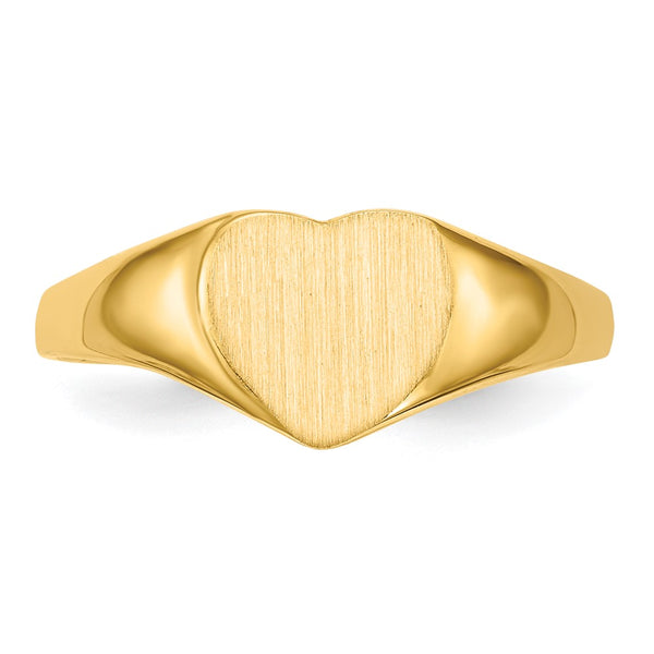 14KT Yellow Gold 7.5X8.5MM Heart Signet Ring. Size 6
