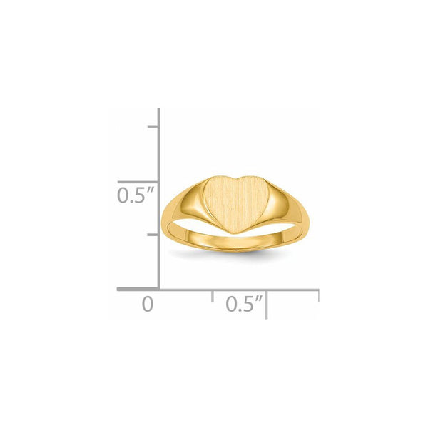 14KT Yellow Gold 7.5X8.5MM Heart Signet Ring. Size 6