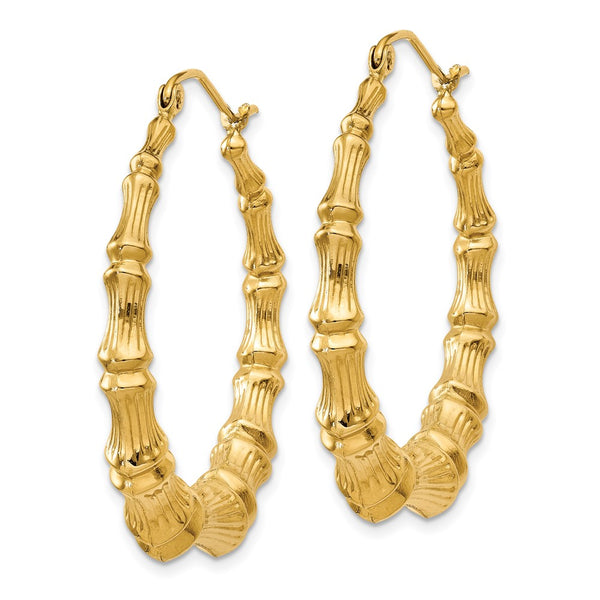 14KT Yellow Gold 27X6MM Hoop Bamboo Earrings