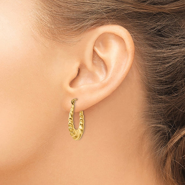 14KT Yellow Gold 25X18MM Hoop Earrings