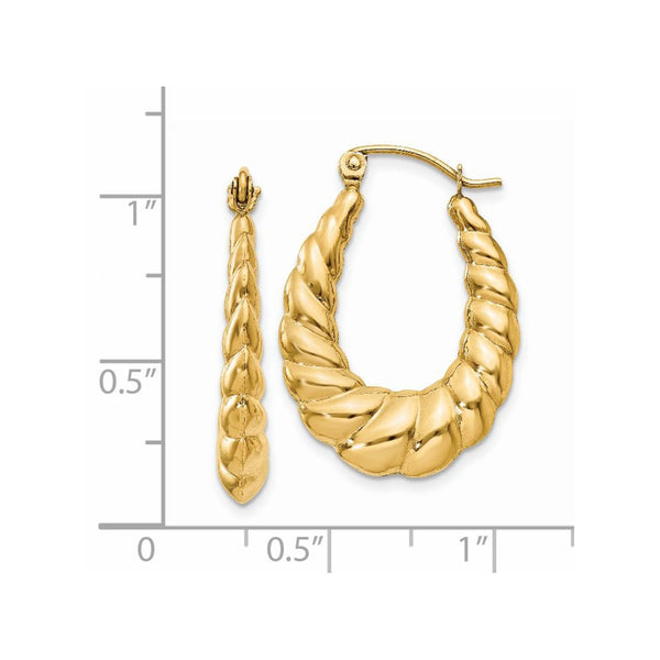 14KT Yellow Gold 25X18MM Hoop Earrings
