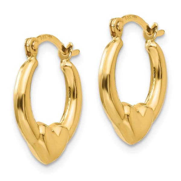 14KT Yellow Gold 15X12MM Heart Hoop Earrings