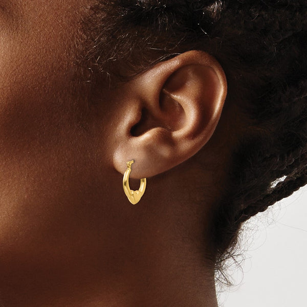 14KT Yellow Gold 15X12MM Heart Hoop Earrings