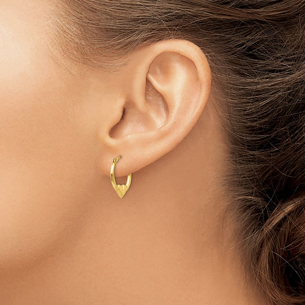 14KT Yellow Gold 16X13MM Heart Hoop Earrings