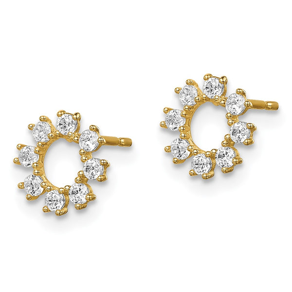 14KT Yellow Gold Round Cubic Zirconia Circle Stud Earrings