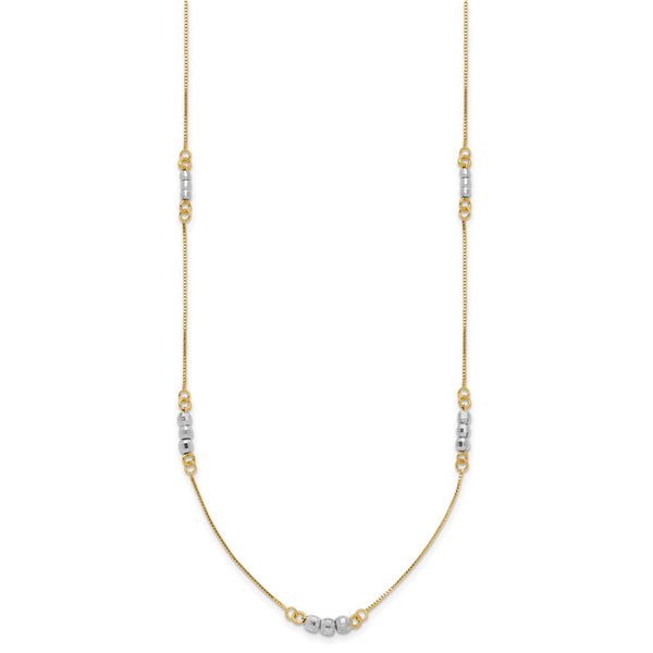 14KT White and Yellow Gold 18-inch Beaded Necklace