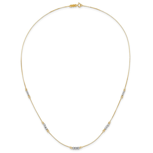 14KT White and Yellow Gold 18-inch Beaded Necklace
