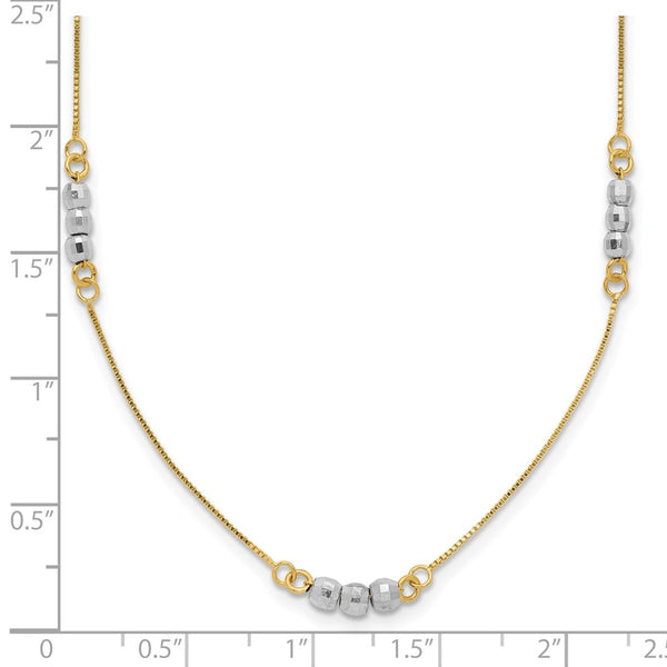 14KT White and Yellow Gold 18-inch Beaded Necklace
