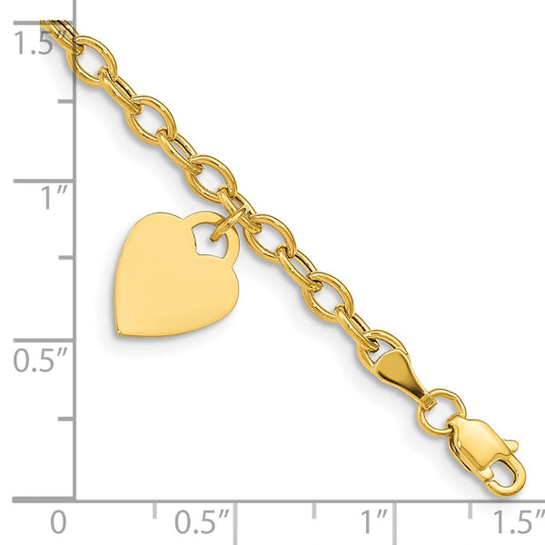 14KT Yellow Gold 8.5-inch Dangle Heart Bracelet