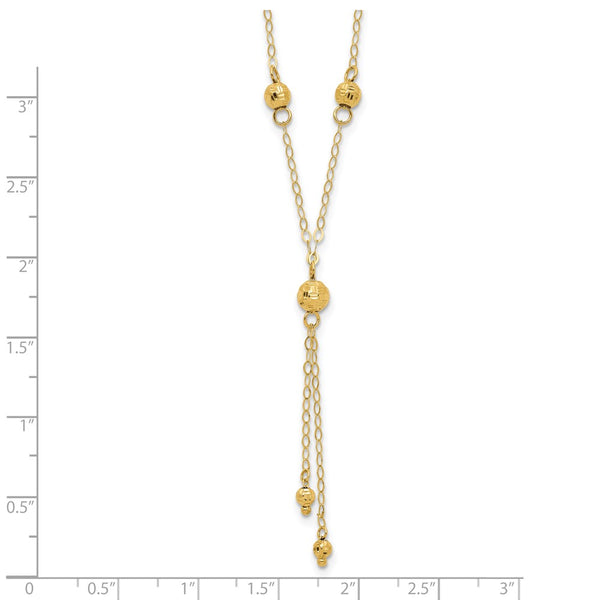 14KT Yellow Gold 16-inch+2-inch extender Beaded Lariat Necklace