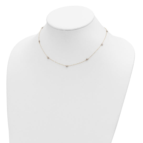 14KT Gold Two-Tone 16-inch+2-inch Adjustable Stars Necklace