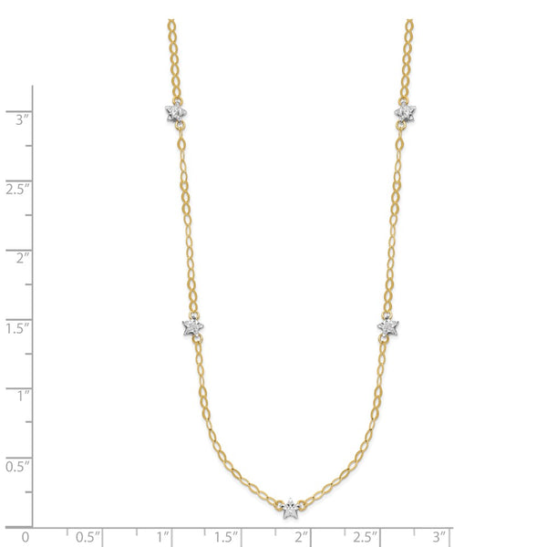 14KT Gold Two-Tone 16-inch+2-inch Adjustable Stars Necklace