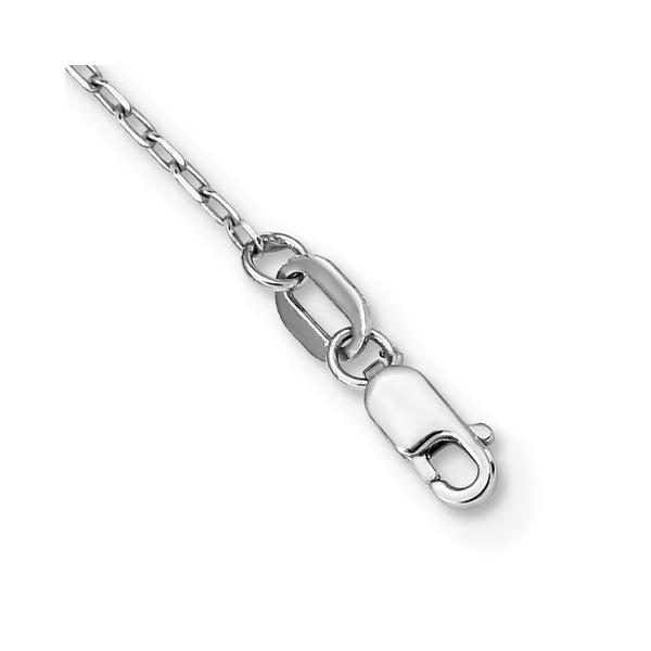 14KT White Gold 24-inch Lobster Clasp Diamond-cut Beaded Rosary Necklace