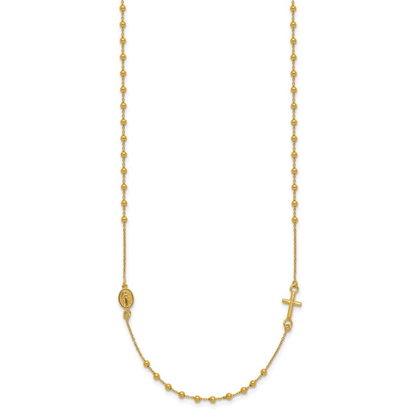 14KT Yellow Gold 16-inch Cross Rosary Necklace
