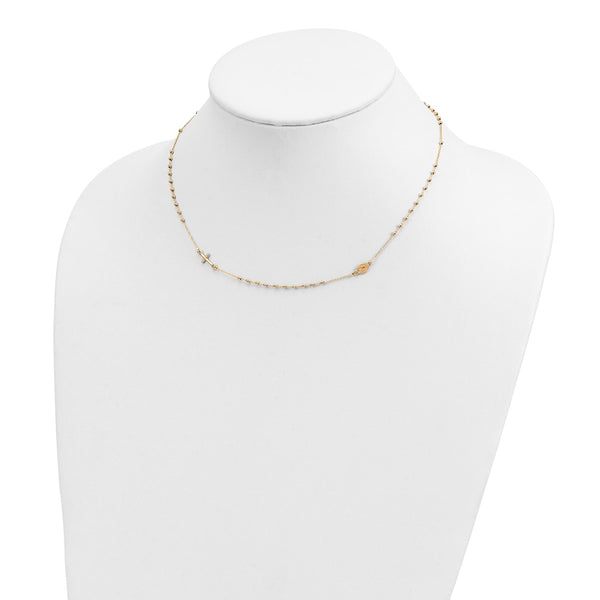 14KT Yellow Gold 16-inch Cross Rosary Necklace