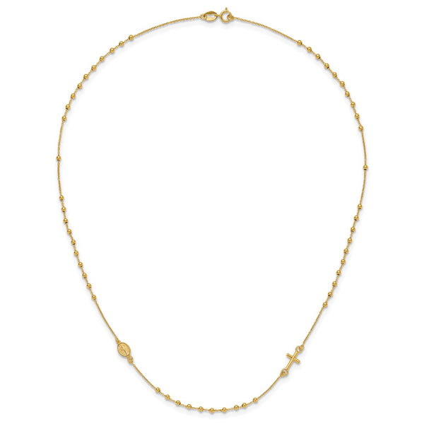 14KT Yellow Gold 16-inch Cross Rosary Necklace