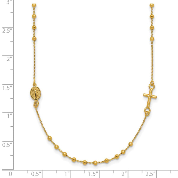 14KT Yellow Gold 16-inch Cross Rosary Necklace
