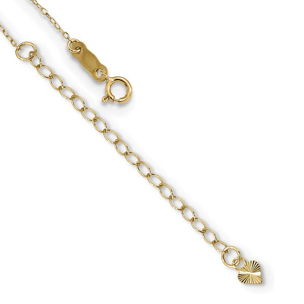 14KT Yellow Gold 16-inch+2-inch Double Strand Cross Heart Necklace
