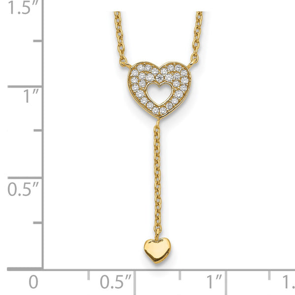 14KT Yellow Gold Cubic Zirconia 17-inch Heart Necklace