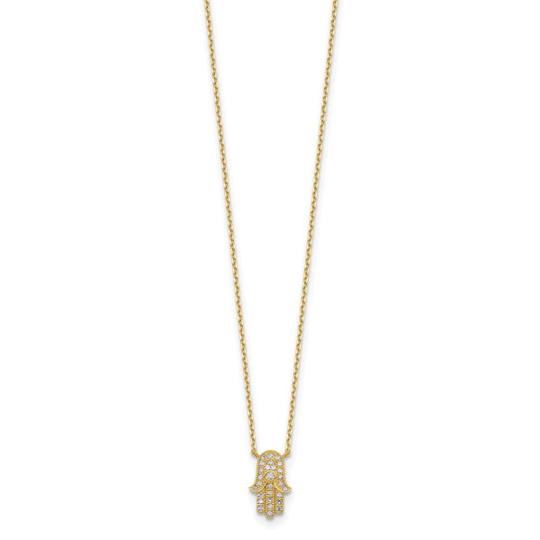 14KT Yellow Gold and CZ 18-inch+2-inch extender Necklace