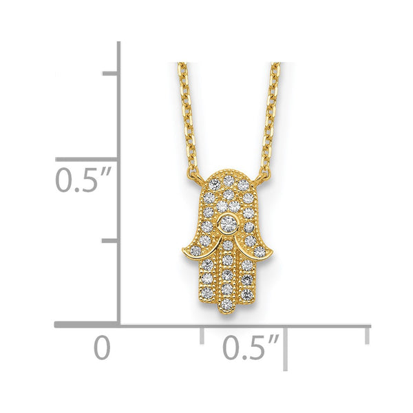 14KT Yellow Gold and CZ 18-inch+2-inch extender Necklace