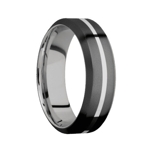 Lashbrook Zirconium Band with Bead Bead Finish and Palladium Silver Inlay and Palladium Silver