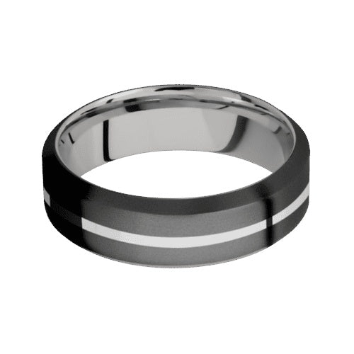 Lashbrook Zirconium Band with Bead Bead Finish and Palladium Silver Inlay and Palladium Silver