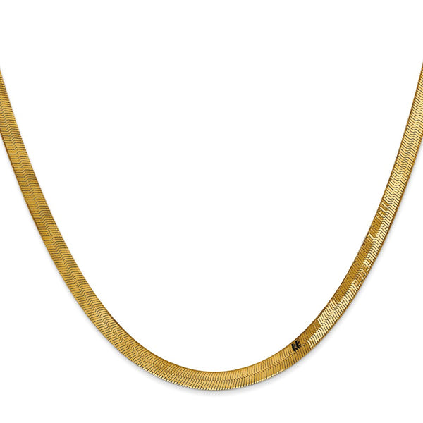 14KT Yellow Gold 24-inch 4MM Lobster Clasp Herringbone Chain