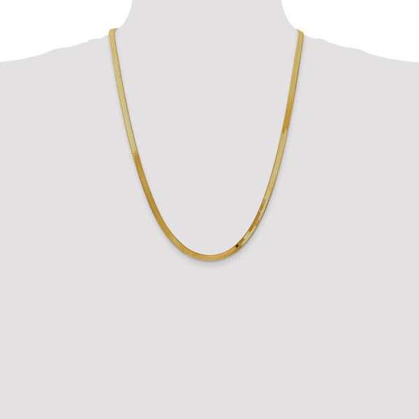 14KT Yellow Gold 24-inch 4MM Lobster Clasp Herringbone Chain