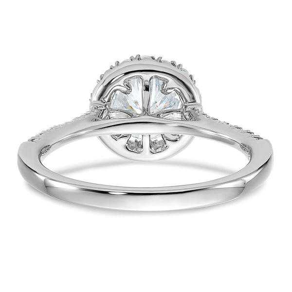 6.5MM Round Moissanite Halo Engagement Ring in 14KT White Gold. Size 7
