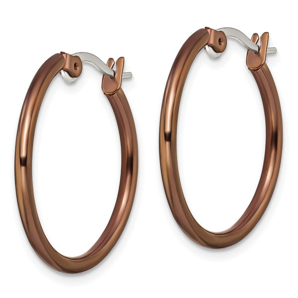Stainless Steel Brown IP plated 26mm Hoop Earrings
