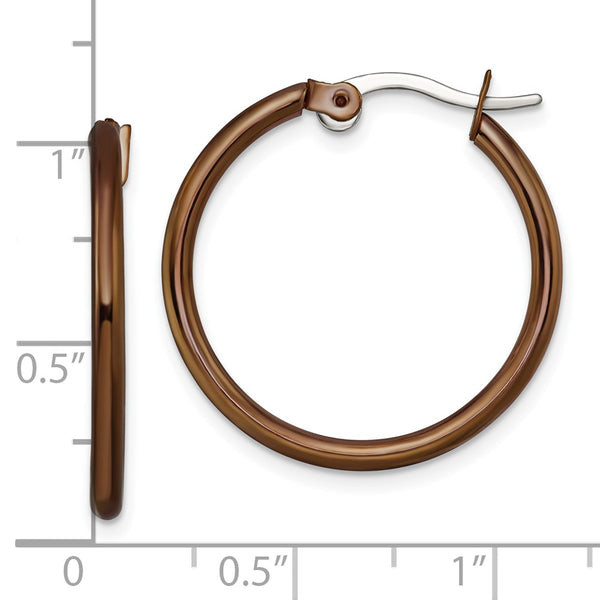 Stainless Steel Brown IP plated 26mm Hoop Earrings
