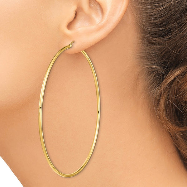14KT Yellow Gold 80X2MM Hoop Earrings