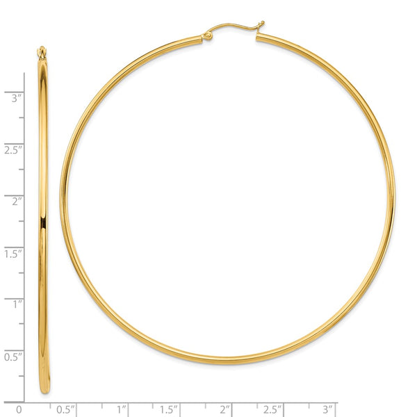 14KT Yellow Gold 80X2MM Hoop Earrings