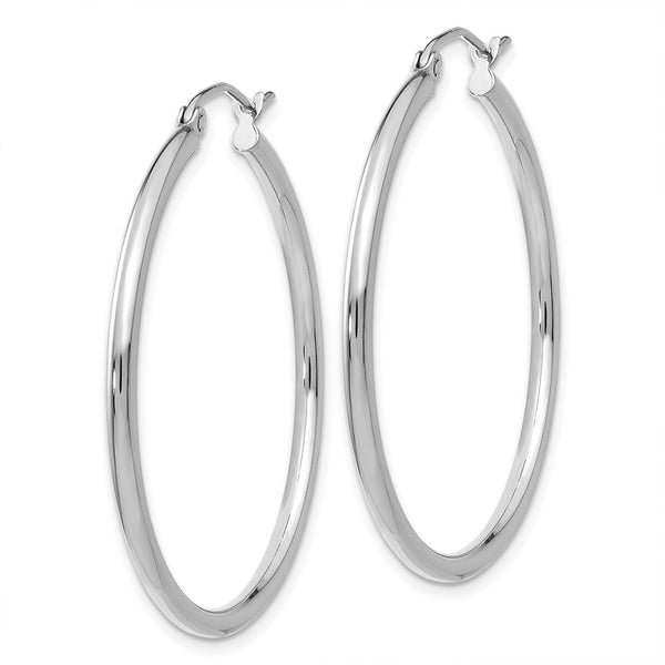 14KT White Gold 35X2MM Hoop Earrings