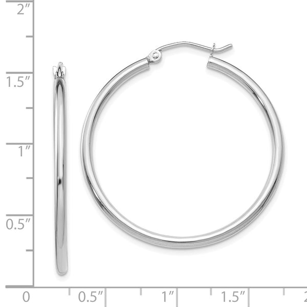 14KT White Gold 35X2MM Hoop Earrings