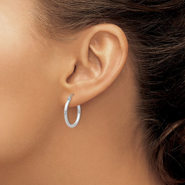 14KT White Gold 20X2MM Hoop Earrings