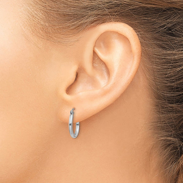 14KT White Gold 15X2MM Hoop Earrings