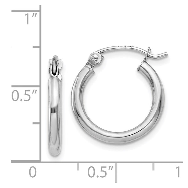 14KT White Gold 15X2MM Hoop Earrings