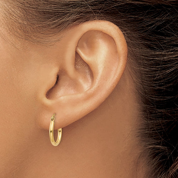 14KT Yellow Gold 15X2MM Hoop Earrings