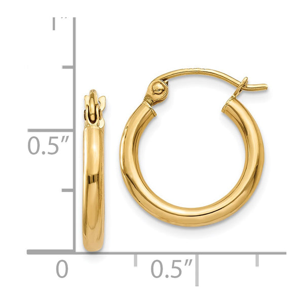 14KT Yellow Gold 15X2MM Hoop Earrings